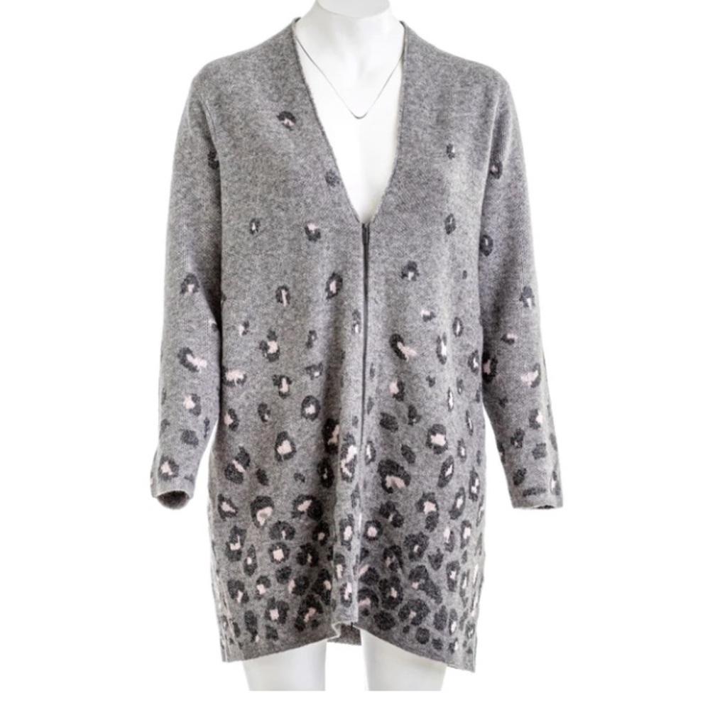 Chicos Animal Print Embellished Cardigan Size XL